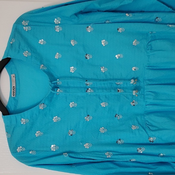 Khaadi Dresses & Skirts - Khaadi Turquoise Blue Embroidered Kurta/Dress, Size 12